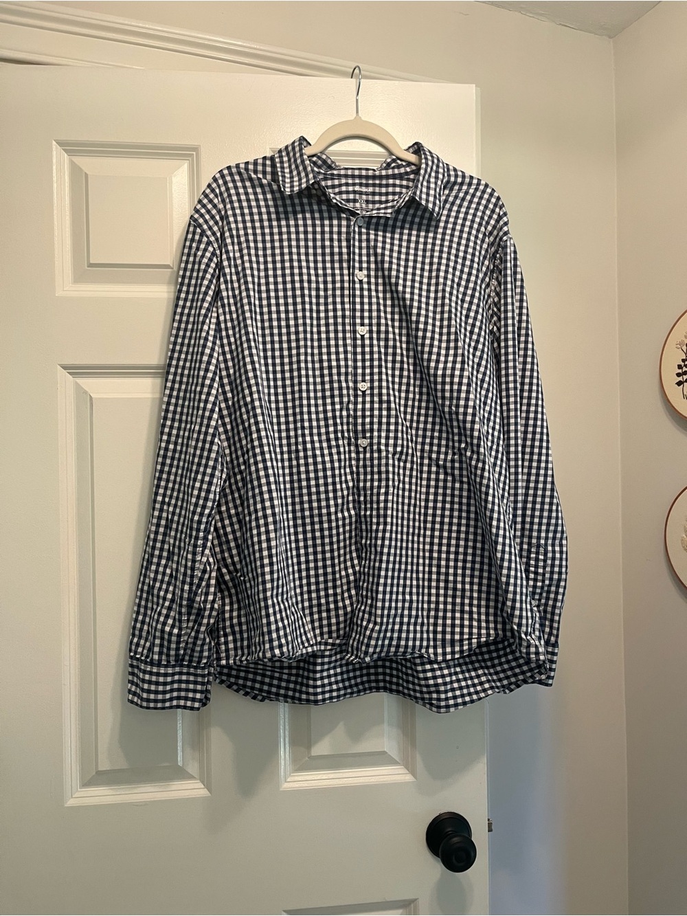Sonoma Navy & White Gingham Button-Down Shirt - Picture 2 of 4